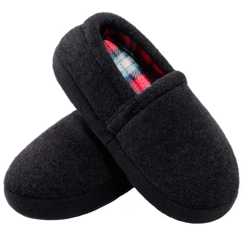 MIXIN Big Boy's and Girls Slippers House Shoes with Anti Slip Sole Indoor Outdoor Black 4-5 - Image 1